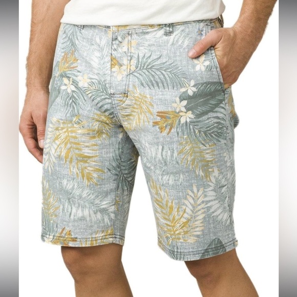 Prana Men's Table Rock Hawaiian Print Chino Shorts Size 35 - Picture 1 of 12
